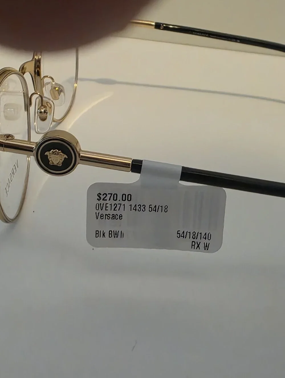 Versace VE1271 Black Gold Cat Eye Eyeglasses 54/18 New with Tags Medusa